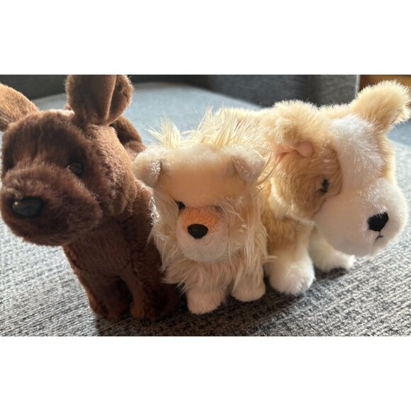 American Girl Plush Dog Bundle Of 3 - Brown White & Tan - Polyester Fiber Plasti - Picture 1 of 16